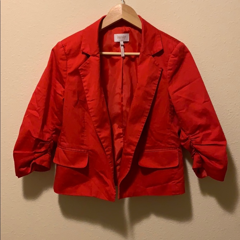 Laundry by Shelli Segal Red Ruche Sleeved Blazer